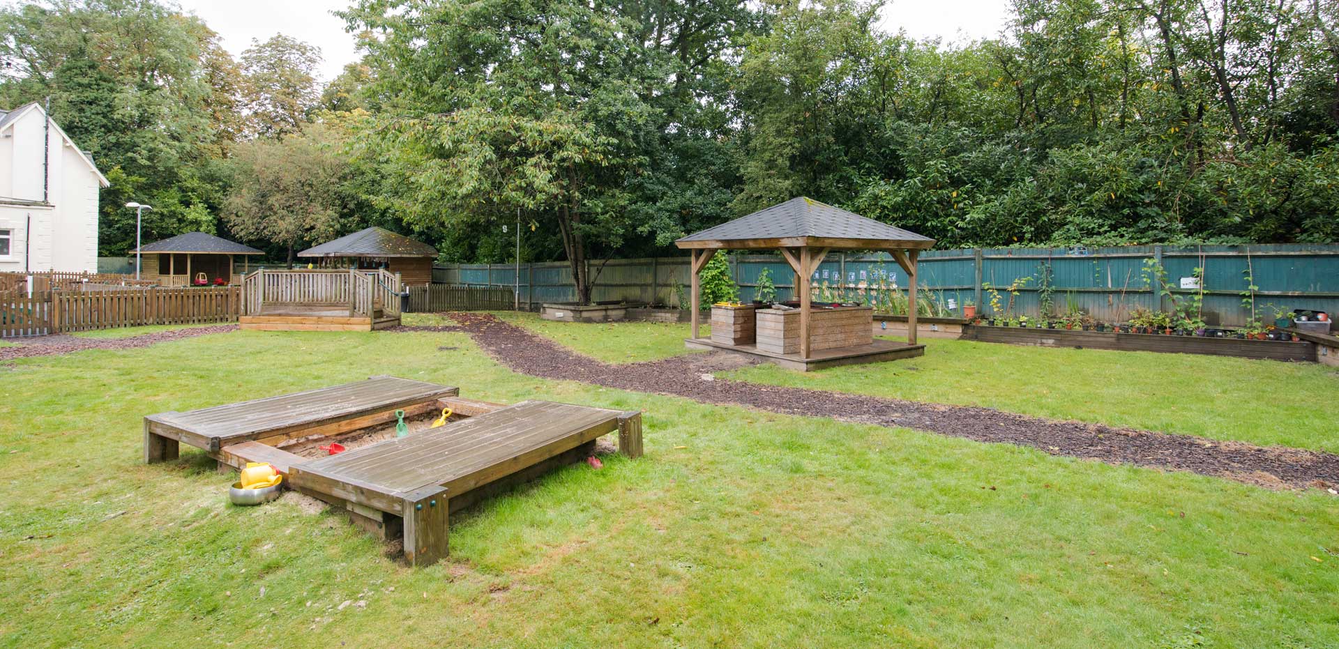 Royal Earlswood Forest School sandpit and planting